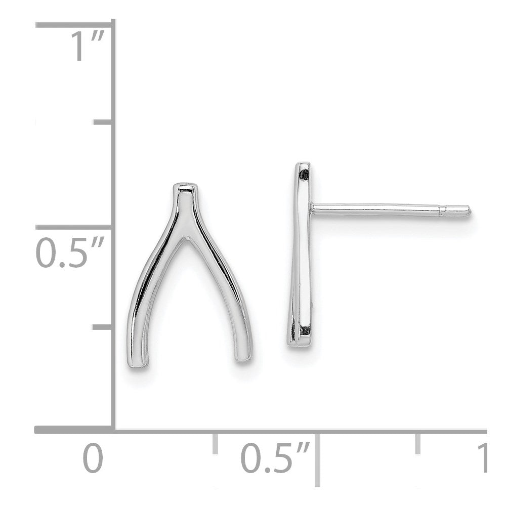 Sterling Silver Rhodium-Plated Wishbone Post Earrings