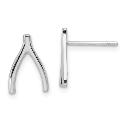 Sterling Silver Rhodium-Plated Wishbone Post Earrings