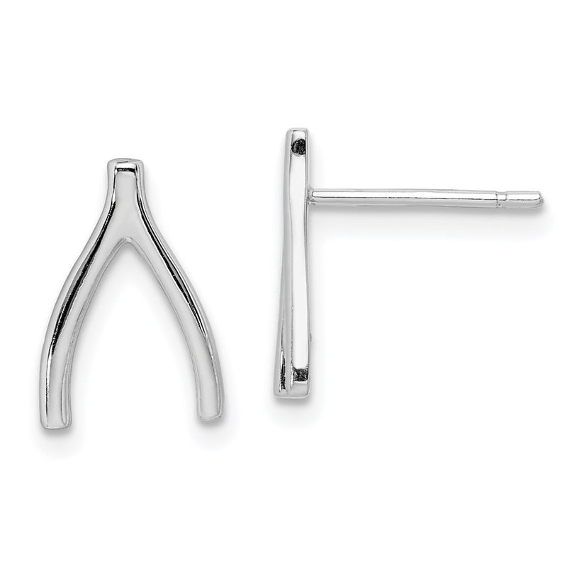 Sterling Silver Rhodium-Plated Wishbone Post Earrings