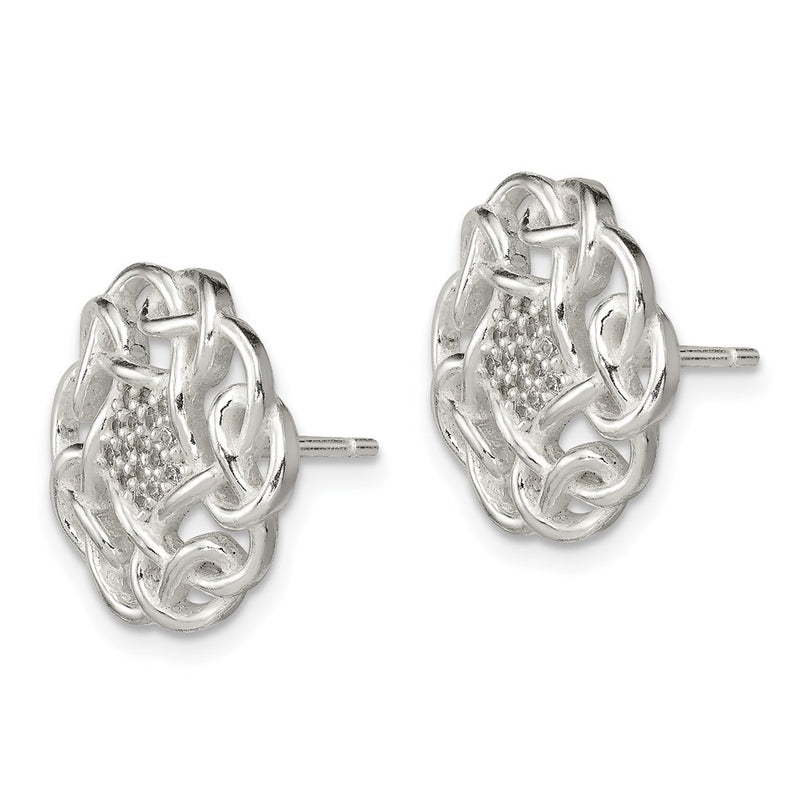 Sterling Silver Polished Cz Fancy Post Earrings