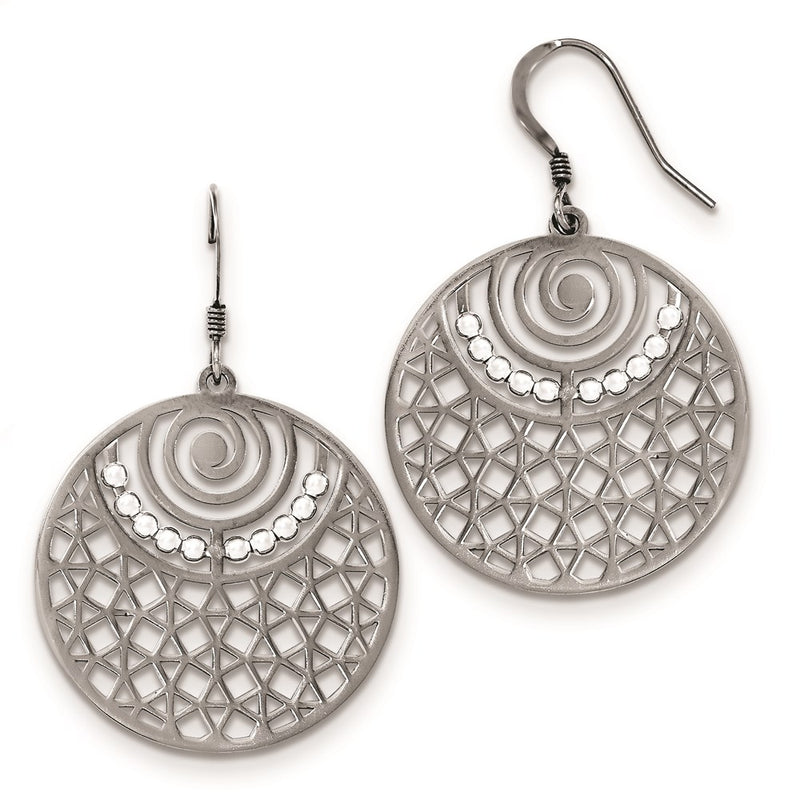 Sterling Silver Ruthenium-Plated Shepherd Hook Earrings