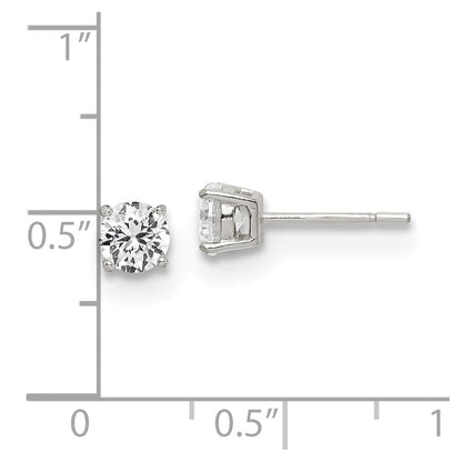Sterling Silver Polished 5mm Round Cz Stud Earrings
