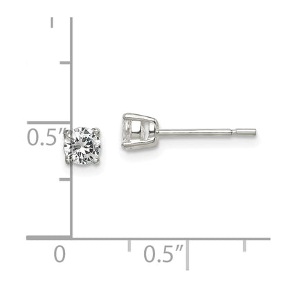 Sterling Silver Polished 4mm Round Cz Stud Earrings