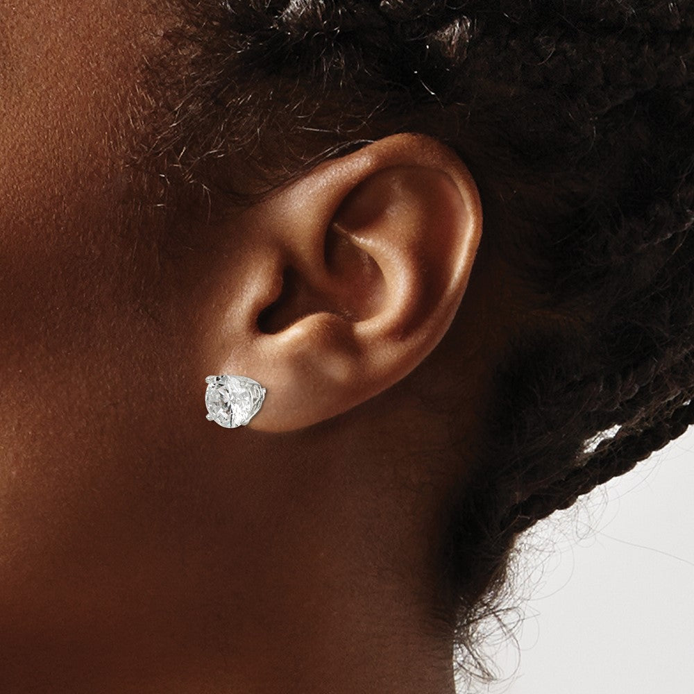 Sterling Silver Polished 8mm Round Cz Stud Earrings