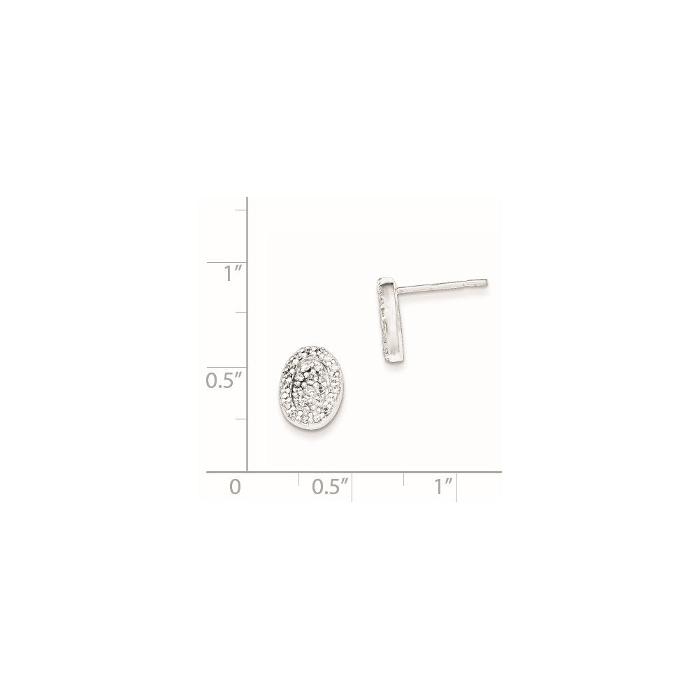 Sterling Silver Polished Oval Cz Post Earrings