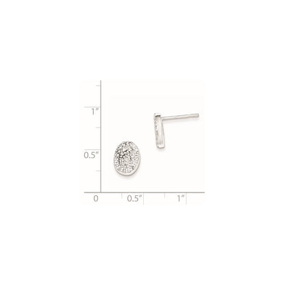 Sterling Silver Polished Oval Cz Post Earrings