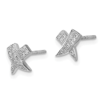 Sterling Silver Polished Cz X Post Earrings
