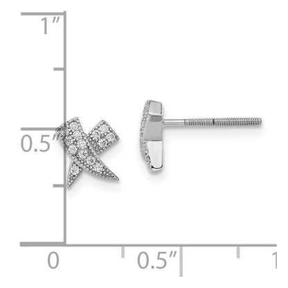 Sterling Silver Polished Cz X Post Earrings