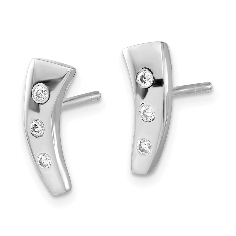 Sterling Silver Polished Cz Post Earrings