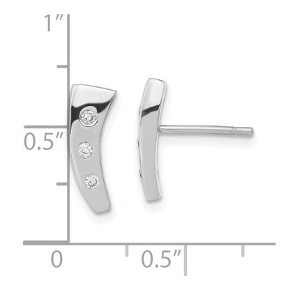 Sterling Silver Polished Cz Post Earrings