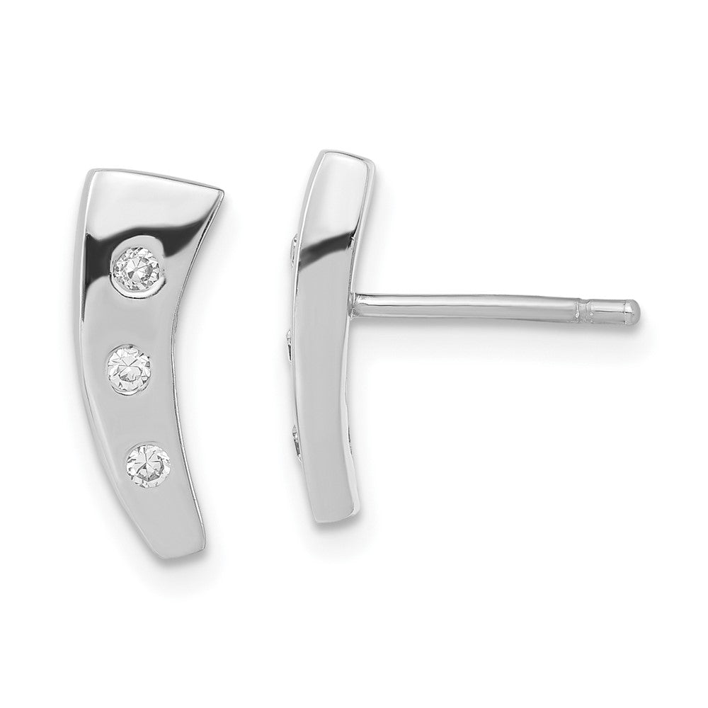 Sterling Silver Polished Cz Post Earrings
