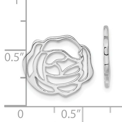 Sterling Silver Polished Rose Floral Earring Enhancers