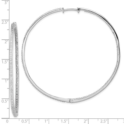 Sterling Silver Rhodium-Plated Diamond In & Out Hoop Earrings