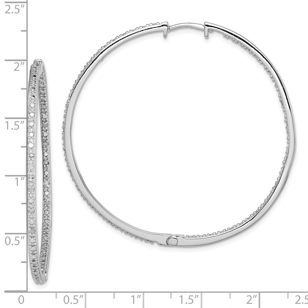 Sterling Silver Rhodium-Plated Diamond In & Out Hoop Earrings