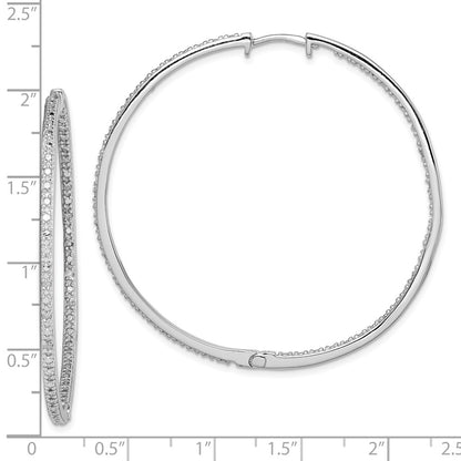 Sterling Silver Rhodium-Plated Diamond In & Out Hoop Earrings