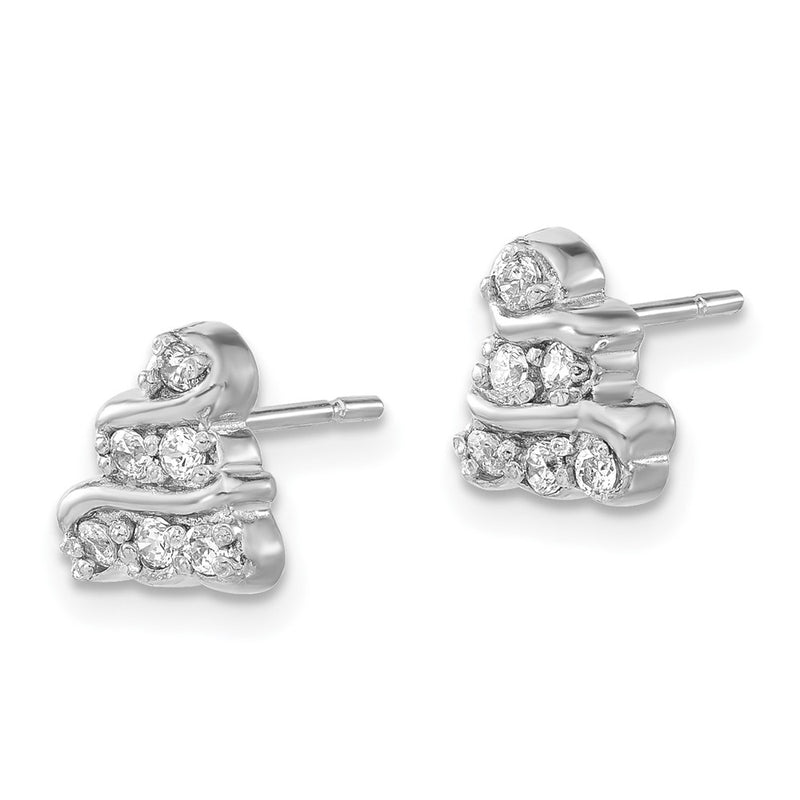 Sterling Silver Rhodium-Plated Polished Cz Post Earrings