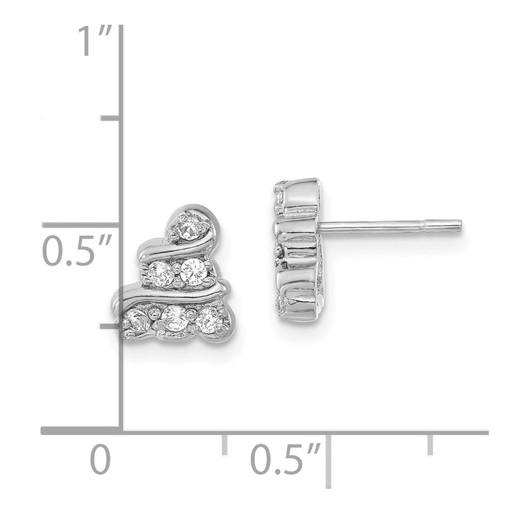 Sterling Silver Rhodium-Plated Polished Cz Post Earrings