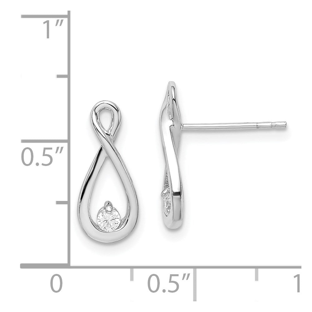 Sterling Silver Rhodium-Plated Polished Cz Infinity Post Earrings