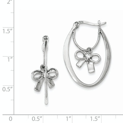 Sterling Silver Polished W/Cz Hoop Earrings