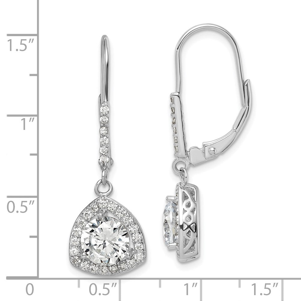 Sterling Silver Rhodium-Plated Polished Cz Leverback Earrings