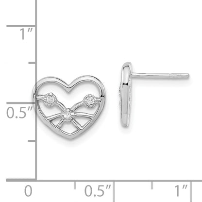 Sterling Silver Polished Cz Heart Post Earrings