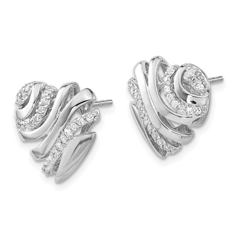 Sterling Silver Polished Cz Heart Post Earrings