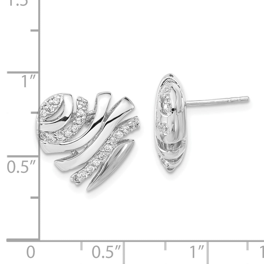 Sterling Silver Polished Cz Heart Post Earrings