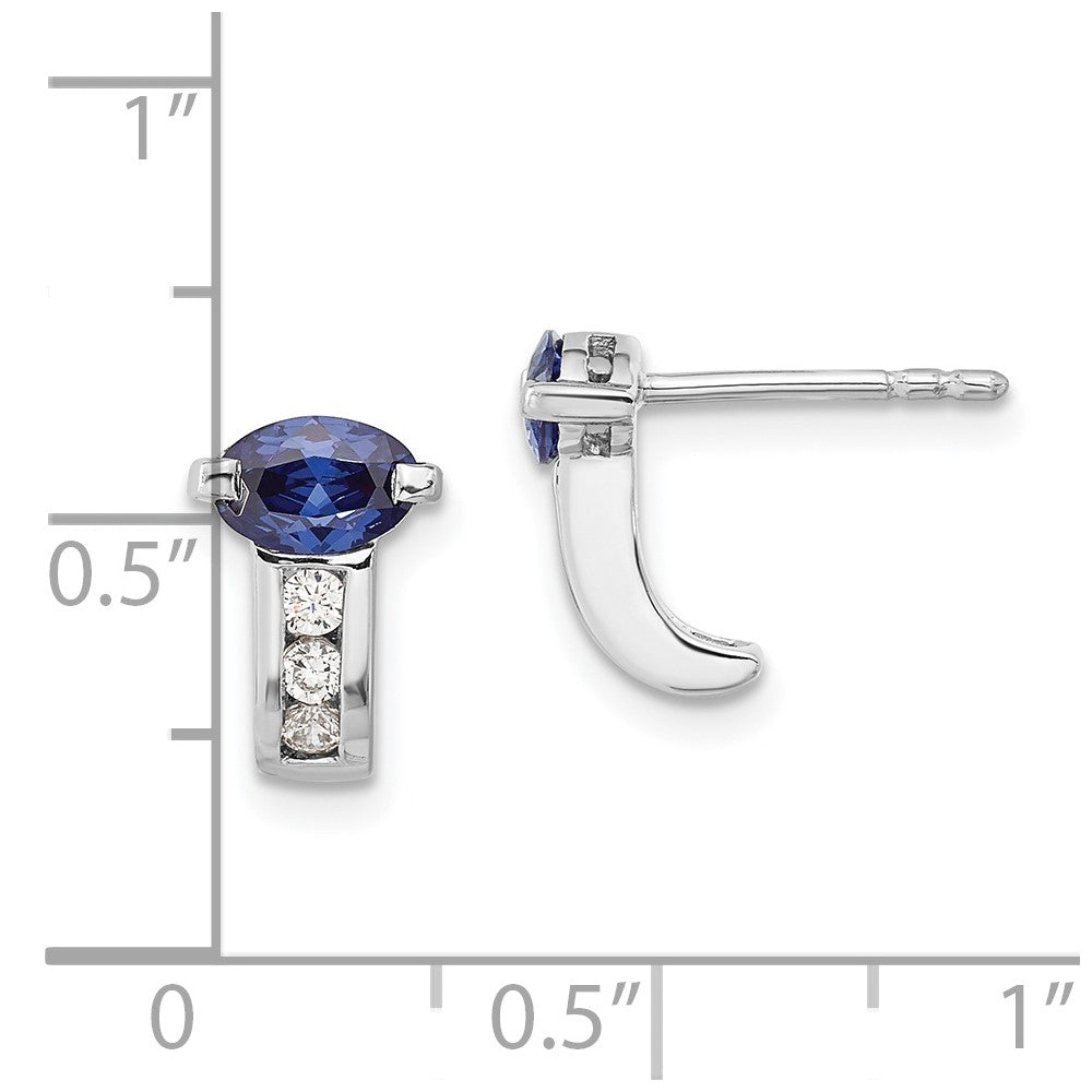 Sterling Silver Periwinkle & White Cz Post Earrings