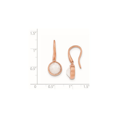 Sterling Silver With White Cz Rose-Tone Shepherd Hook Earrings