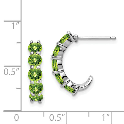 Sterling Silver Rhodium-Plated Peridot J-Hoop Earrings