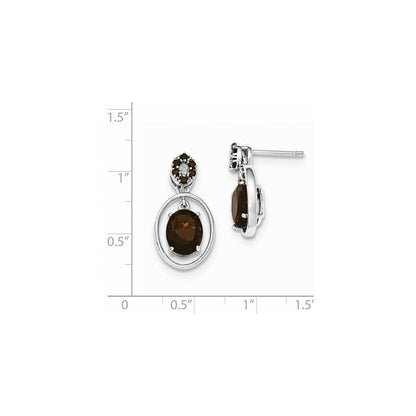 Sterling Silver Smoky Quartz Post Dangle Earrings