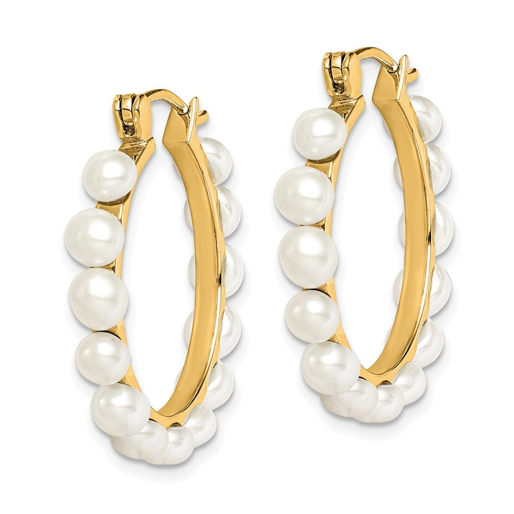 Sterling Silver Gold-Plated 4-5mm Fwc Pearl Hoop Earrings