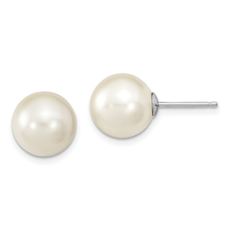 Sterling Silver Rh 10-11mm Wht/Pink/Blk Imit. Shell Pearl Earring Set