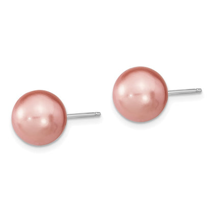Sterling Silver Rh 10-11mm Wht/Pink/Blk Imit. Shell Pearl Earring Set