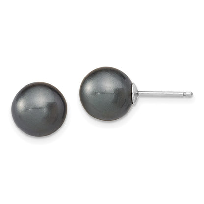 Sterling Silver Rh 10-11mm Wht/Pink/Blk Imit. Shell Pearl Earring Set