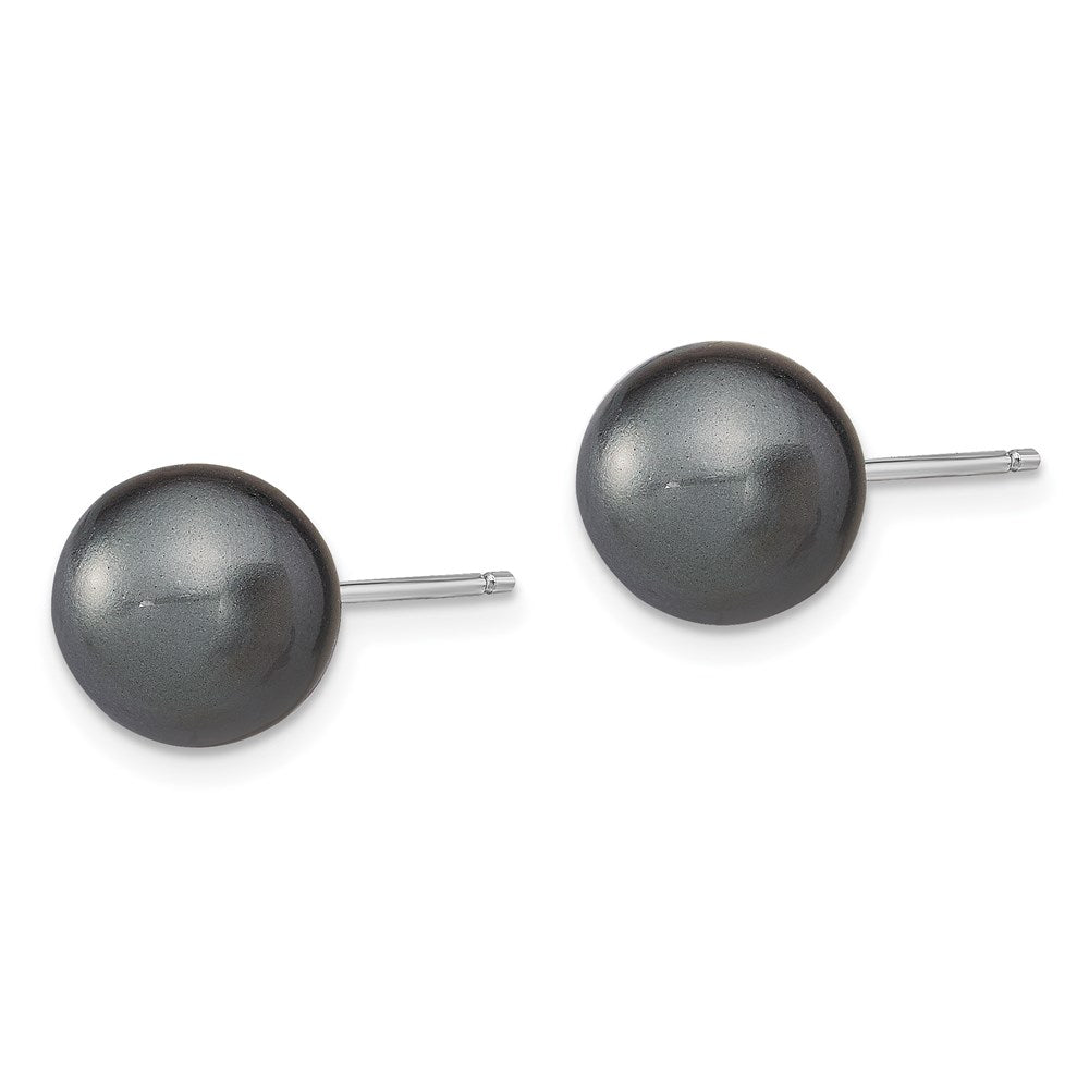 Sterling Silver Rh 10-11mm Wht/Pink/Blk Imit. Shell Pearl Earring Set