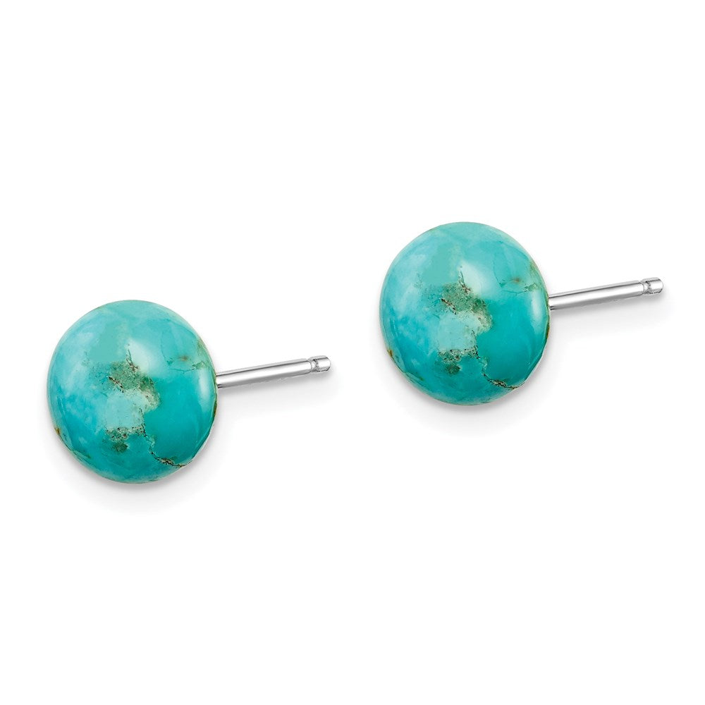 Sterling Silver Rh-Pltd 8-8.5mm Button Fwc Pearl/Stab.Turq/Blk Agate Set