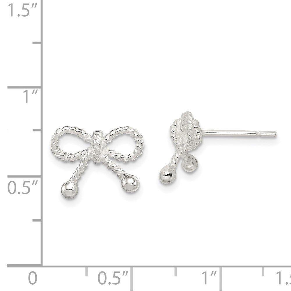 Sterling Silver Polished And Textured Bow Post Earrings