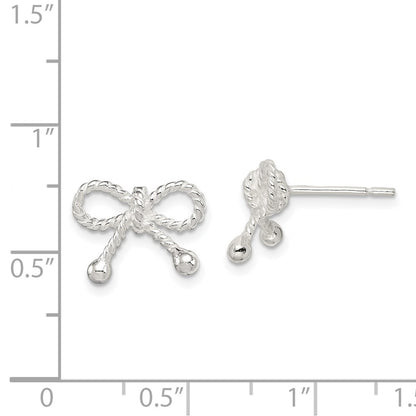 Sterling Silver Polished And Textured Bow Post Earrings