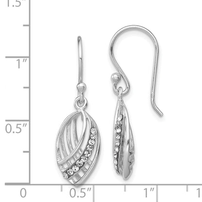 Sterling Silver Rhodium-Plated Crystal Shepherd Hook Earrings