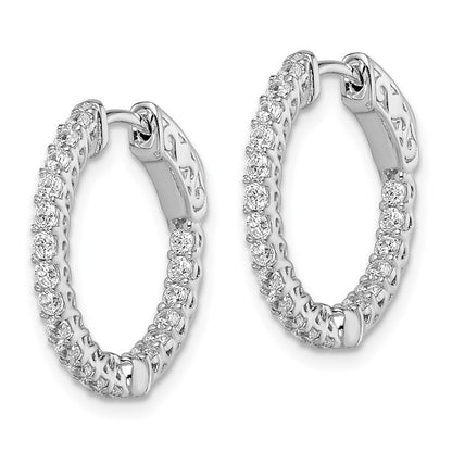 Sterling Silver Shimmer Rhodium-Plated 38 Stone 1.75mm Cz In And Out Round Hinged Hoop Earrings