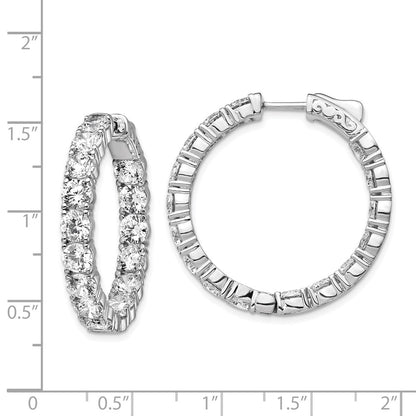 Sterling Silver Shimmer Rhodium-Plated 32 Stone 4.25mm Cz In And Out Round Hinged Hoop Earrings