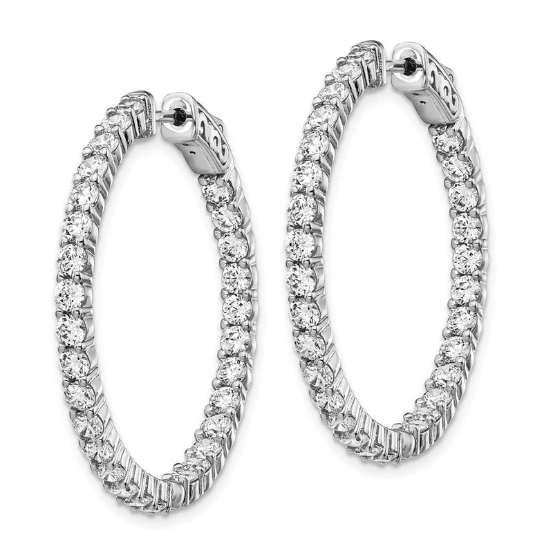 Sterling Silver Shimmer Rhodium-Plated 58 Stone 2.5mm Cz In And Out Round Hinged Hoop Earrings