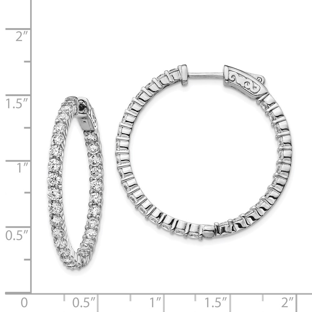Sterling Silver Shimmer Rhodium-Plated 58 Stone 2.5mm Cz In And Out Round Hinged Hoop Earrings