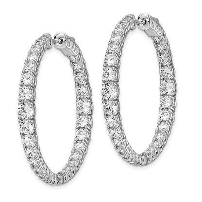 Sterling Silver Shimmer Rhodium-Plated 64 Stone 1.7-4mm Graduated Cz In And Out Round Hinged Hoop Earrings