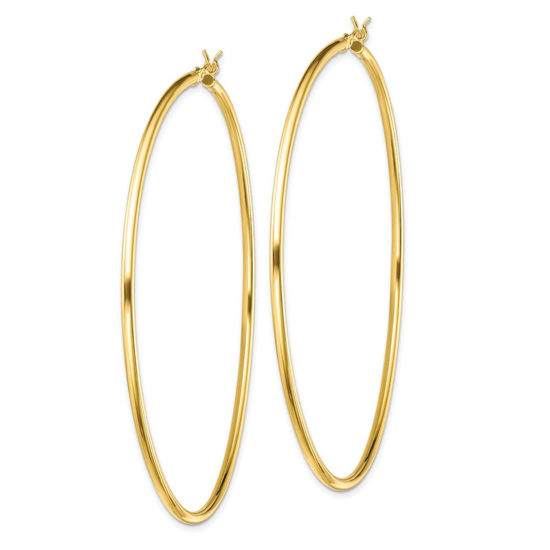 Sterling Silver Gold-Tone Polished 2X70mm Hoop Earrings