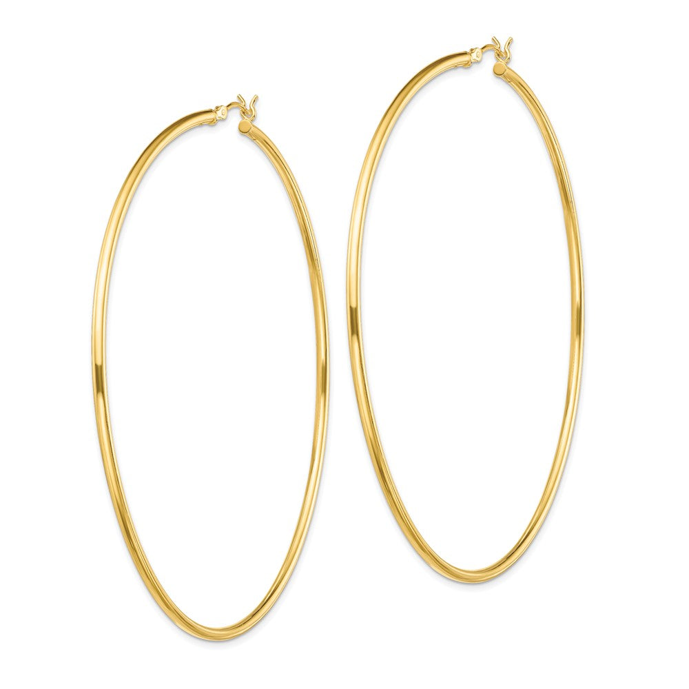 Sterling Silver Gold-Tone Polished 2X80mm Hoop Earrings