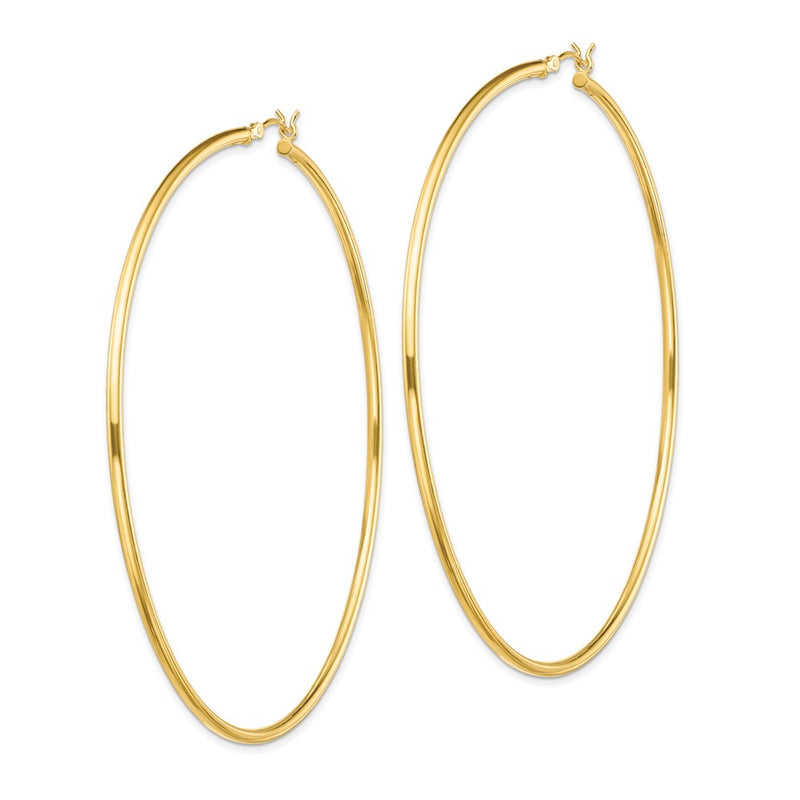Sterling Silver Gold-Tone Polished 2X80mm Hoop Earrings
