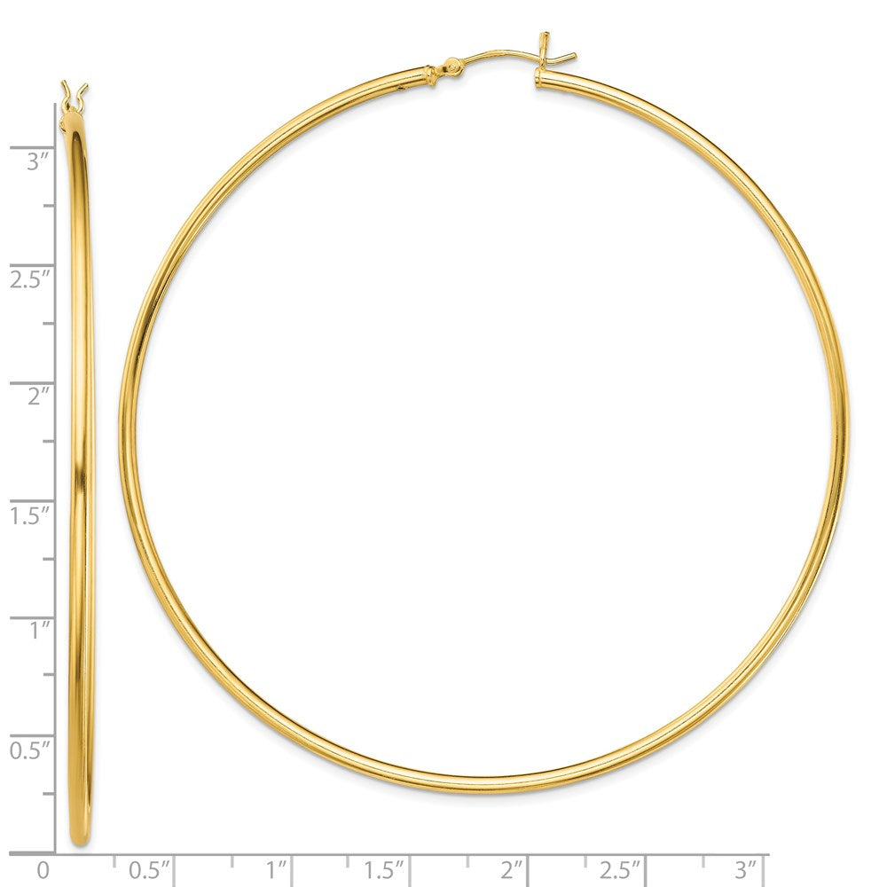 Sterling Silver Gold-Tone Polished 2X80mm Hoop Earrings
