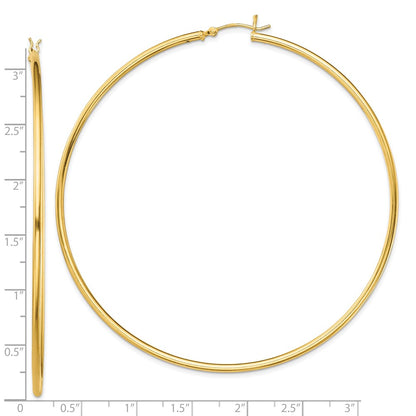 Sterling Silver Gold-Tone Polished 2X80mm Hoop Earrings